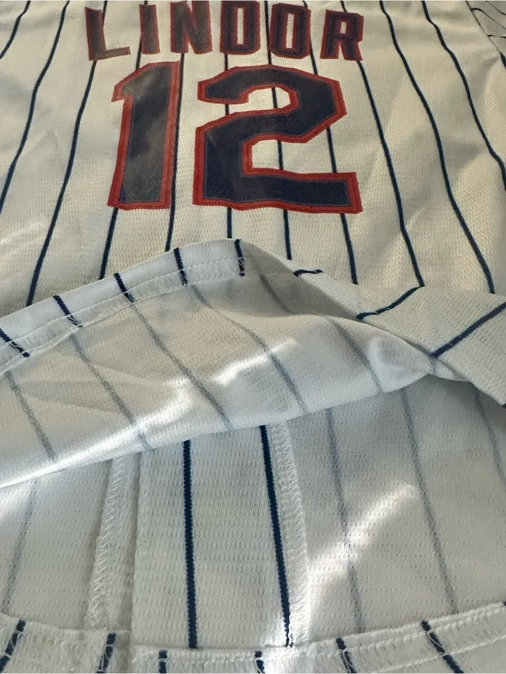 Nike Kids New York Mets White and Blue Pinstripe Baseball Jersey Size: 5/6 M